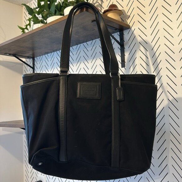 Coach Legacy Hampton F77007 Black Canvas Large Tote Bag Work Weekender Purse - Picture 11 of 15